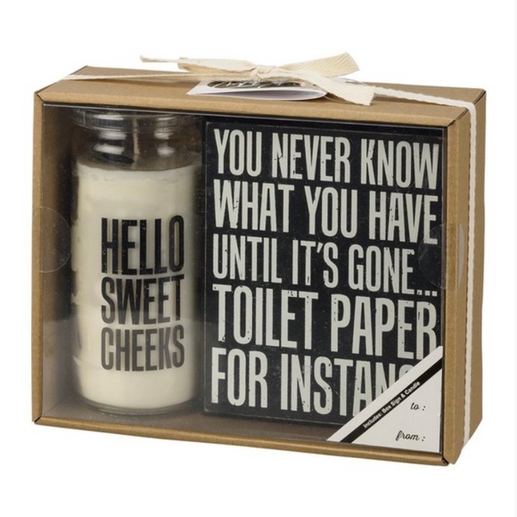 Primitives by Kathy Other - NEW! Primitives by Kathy - 'Hello Sweet Cheeks'' Block Sign and Candle Gift set
